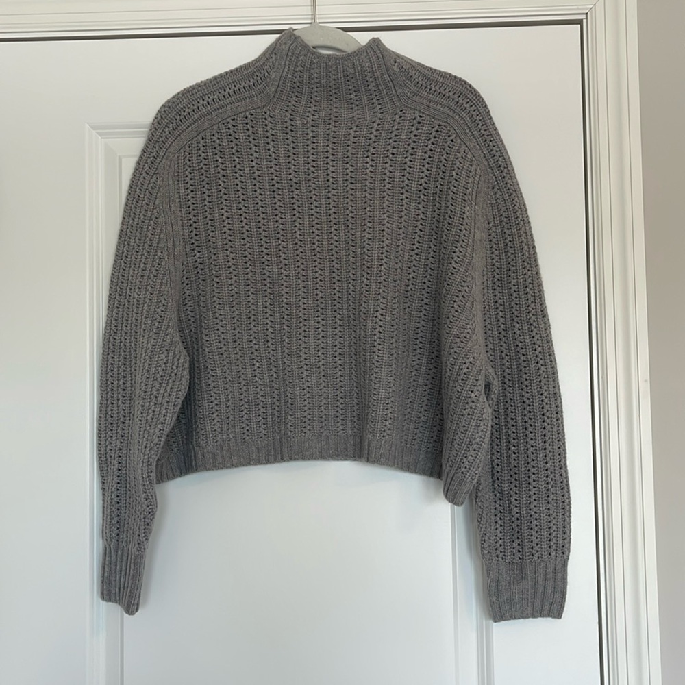 NWT Madewell Pointelle-Stitch Mockneck Sweater. Grey, size small